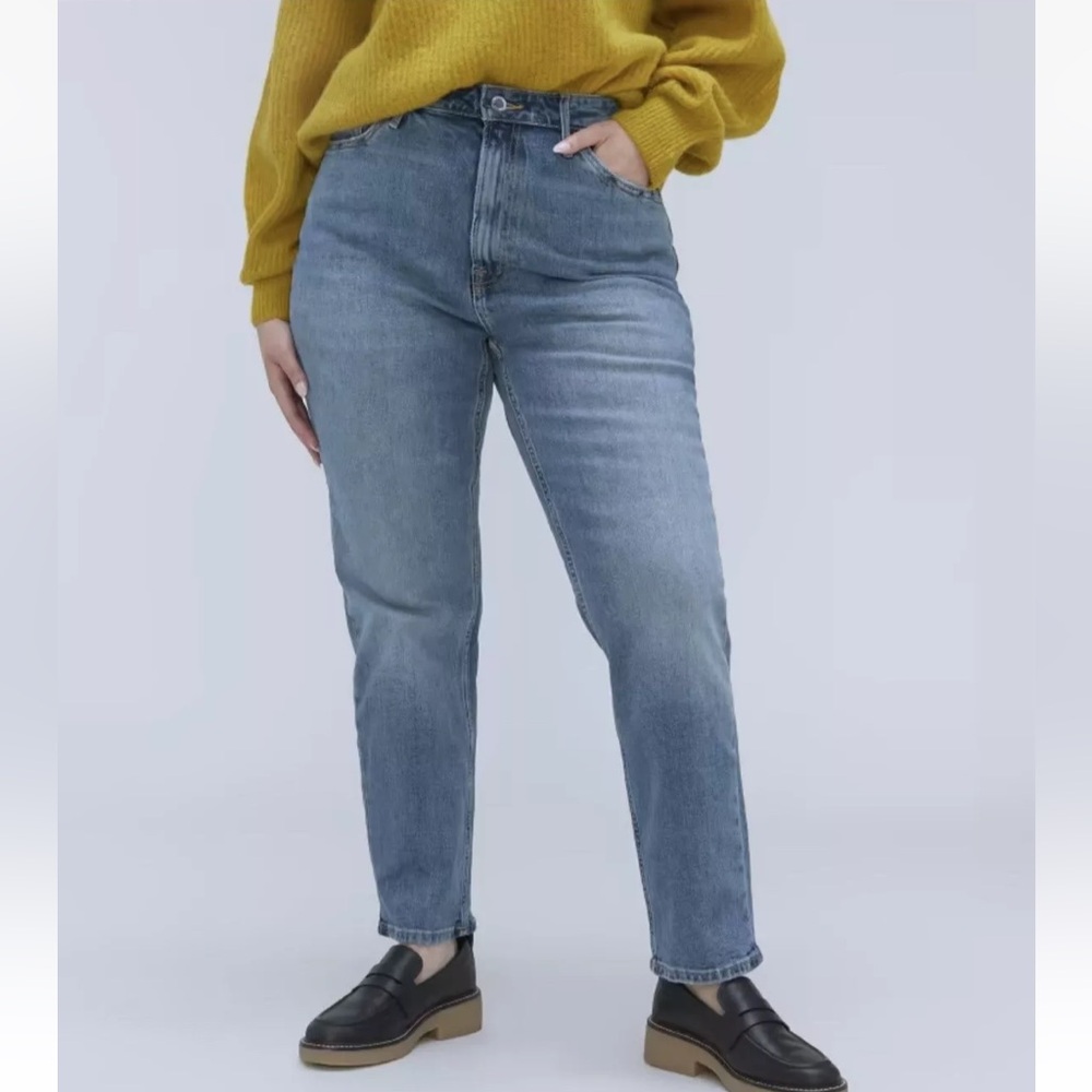 Everlane Curvy Cheeky Jeans Worn-In Mid Blue Wash